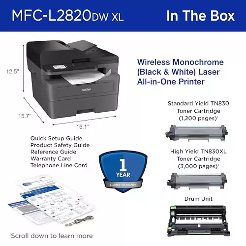 Discover the Brother MFC-L2820DW XL Laser Printer optimized for educators, featuring wireless scanning, copying, and faxing for efficient workflows.
