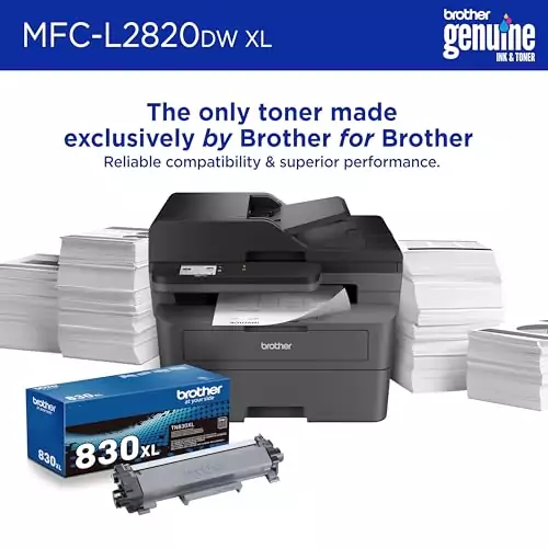 Brother MFC-L2820DW XL Wireless Laser Printer: All-in-One for Educators, featuring scan, copy, fax, and wireless connectivity. Perfect for classroom needs.