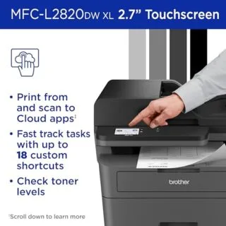 Brother MFC-L2820DW XL: An efficient wireless laser printer for educators, featuring scanning, copying, faxing, ideal for academic environments.