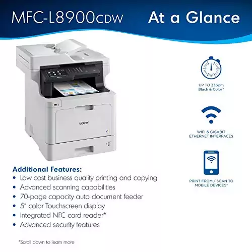 Brother MFC-L8900CDW: Optimal Color Laser Printer for Educational Use and Seamless Smart Office Integration