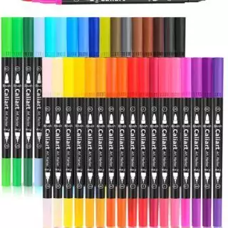 Caliart Dual Tip Brush Pens 34 Pack – Ideal Art Supplies for Teachers & Students Seeking Vibrant, Creative, and Versatile School Tools