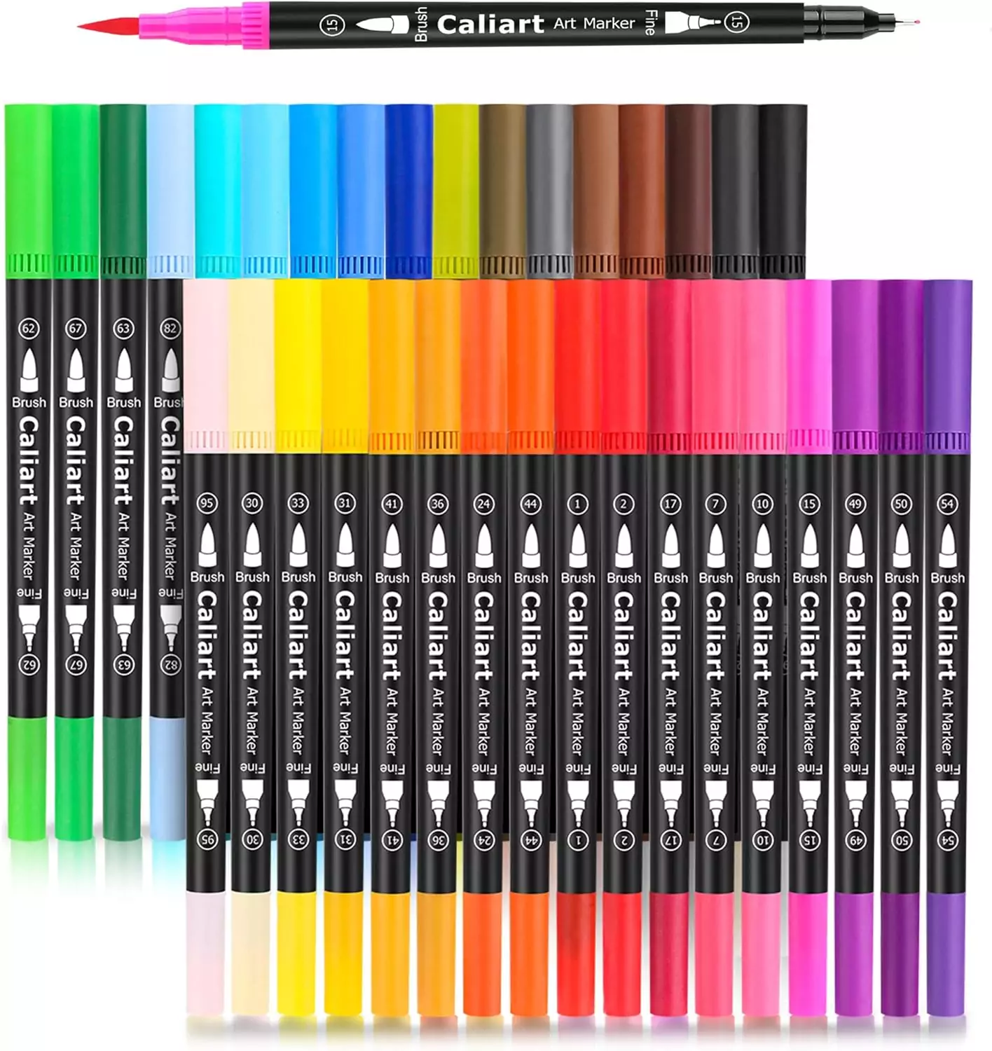 Caliart Dual Tip Brush Pens 34 Pack – Ideal Art Supplies for Teachers & Students Seeking Vibrant, Creative, and Versatile School Tools