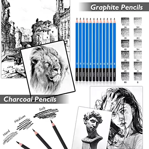 Caliart Sketching Kit 176pcs offers premium 3-color sketchbook and art supplies, ideal for educators seeking quality tools for creative expression.