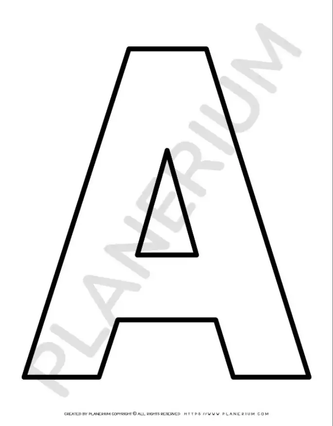 Outline of the letter A for coloring.
