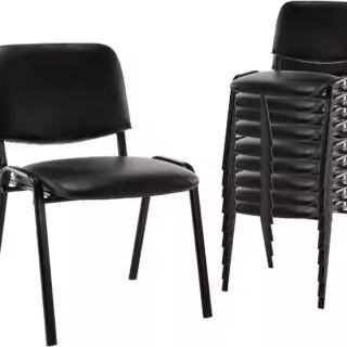 Set of 10 stackable PU leather chairs designed for comfortable seating in office spaces or meeting rooms, offering durability and style.