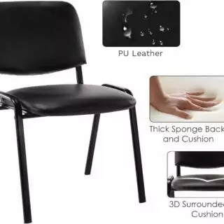 Set of 10 stackable PU leather office guest chairs for conference rooms, offering elegant and comfortable seating for meetings and gatherings.