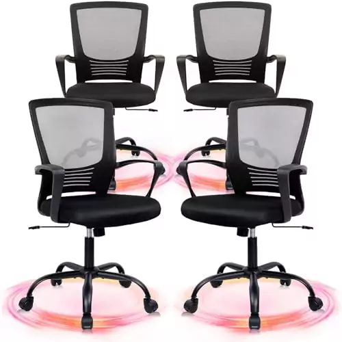 Ergonomic classroom chair with lumbar support, designed for educators, featuring a comfortable mesh seat, adjustable height, and smooth rolling wheels.