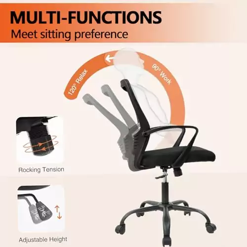 Ergonomic mesh desk chair featuring lumbar support, ideal for teachers and contemporary office spaces, ensuring comfort and mobility.