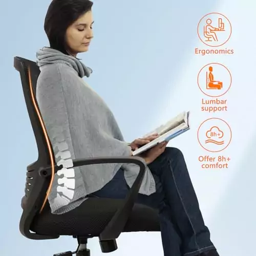 Ergonomic mesh desk chair with lumbar support, ideal for enhancing comfort in modern classrooms; perfect for educators seeking mobility and support.