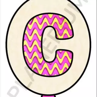 Colorful letter C with zigzag pattern
