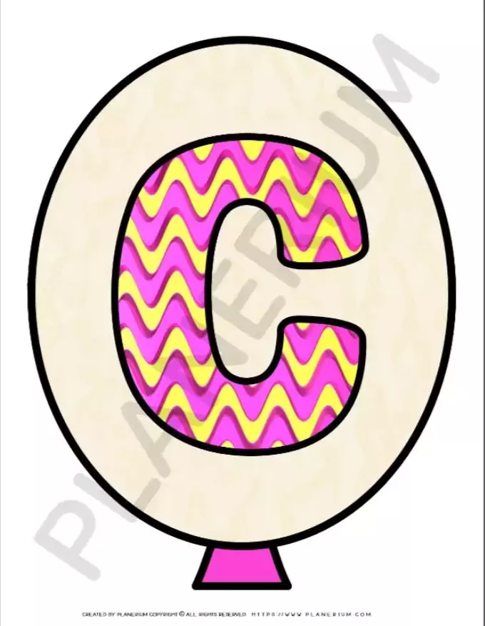 Colorful letter C with zigzag pattern