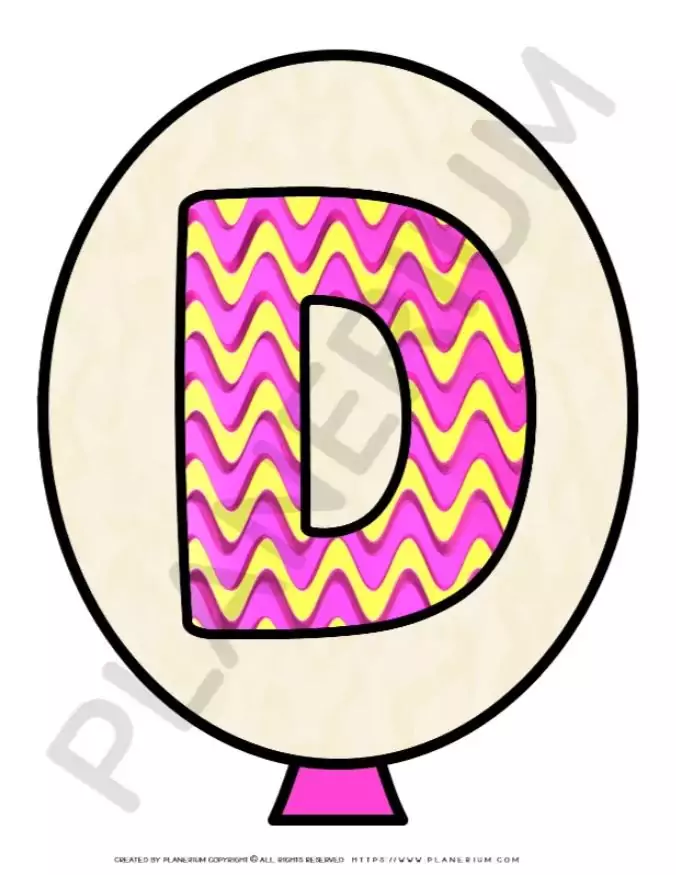 Colorful letter D on balloon
