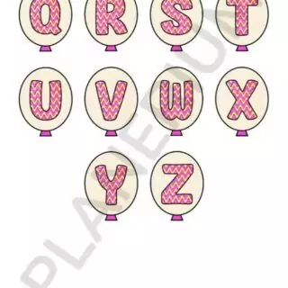 Balloon letters O-Z with pink chevron pattern.