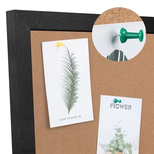 Versatile 36x48 cork board with a sleek black frame ideal for classroom and office use, perfect for organizing and displaying important notes and messages.