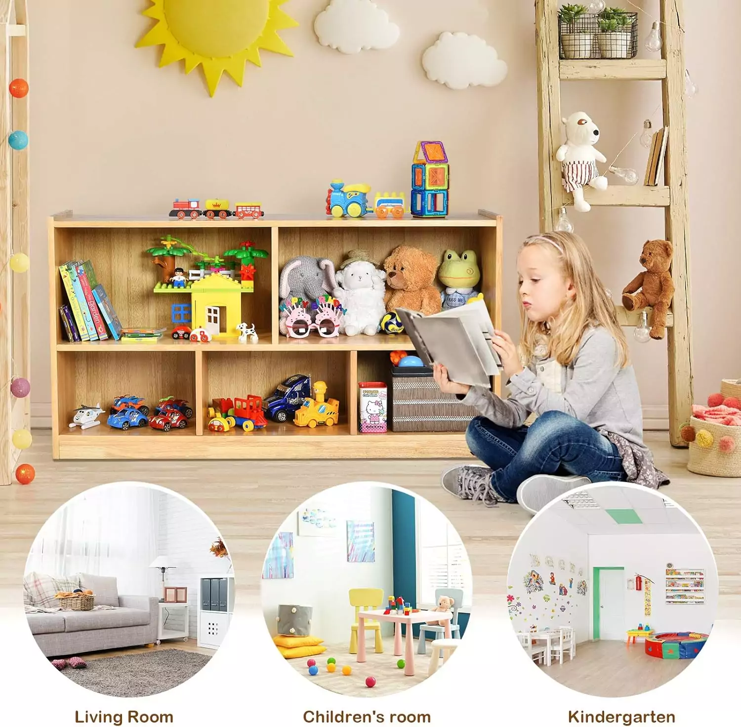 Optimize classroom organization with the Costzon Wooden Kids Bookcase and Toy Organizer, combining book storage and toy management for tidy learning spaces.