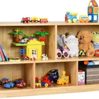 Costzon Wooden Kids Bookcase and Toy Organizer is perfect for classrooms. Featuring 2 shelves and 5 sections, it offers an efficient storage solution.