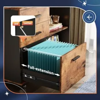 DEVAISE Mobile File Cabinet with 3 Drawers, Printer Stand, and Open Storage - Ideal Organizer for Educator's Supplies and Office Documents