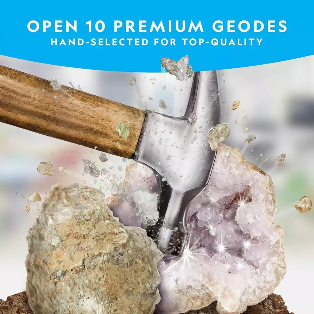 STEM Geodes Kit for Educators: Classroom Set Featuring Safety Goggles and Display Stands for Enhanced Learning and Interactive Science Exploration
