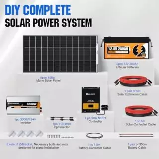 The Eco-Worthy 1200W Off-Grid Solar Kit features six 195W bifacial panels and a 5.52kWh lithium battery for an efficient sustainable energy solution.