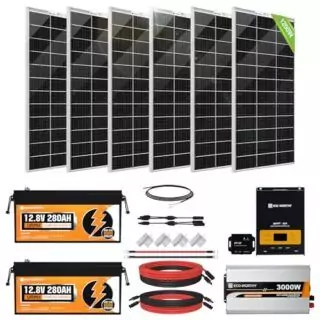 Eco-Worthy 1200W Off-Grid Solar Kit: Includes 6 Bifacial Panels and a 5.52kWh Lithium Battery for Efficient, Sustainable Energy Solutions