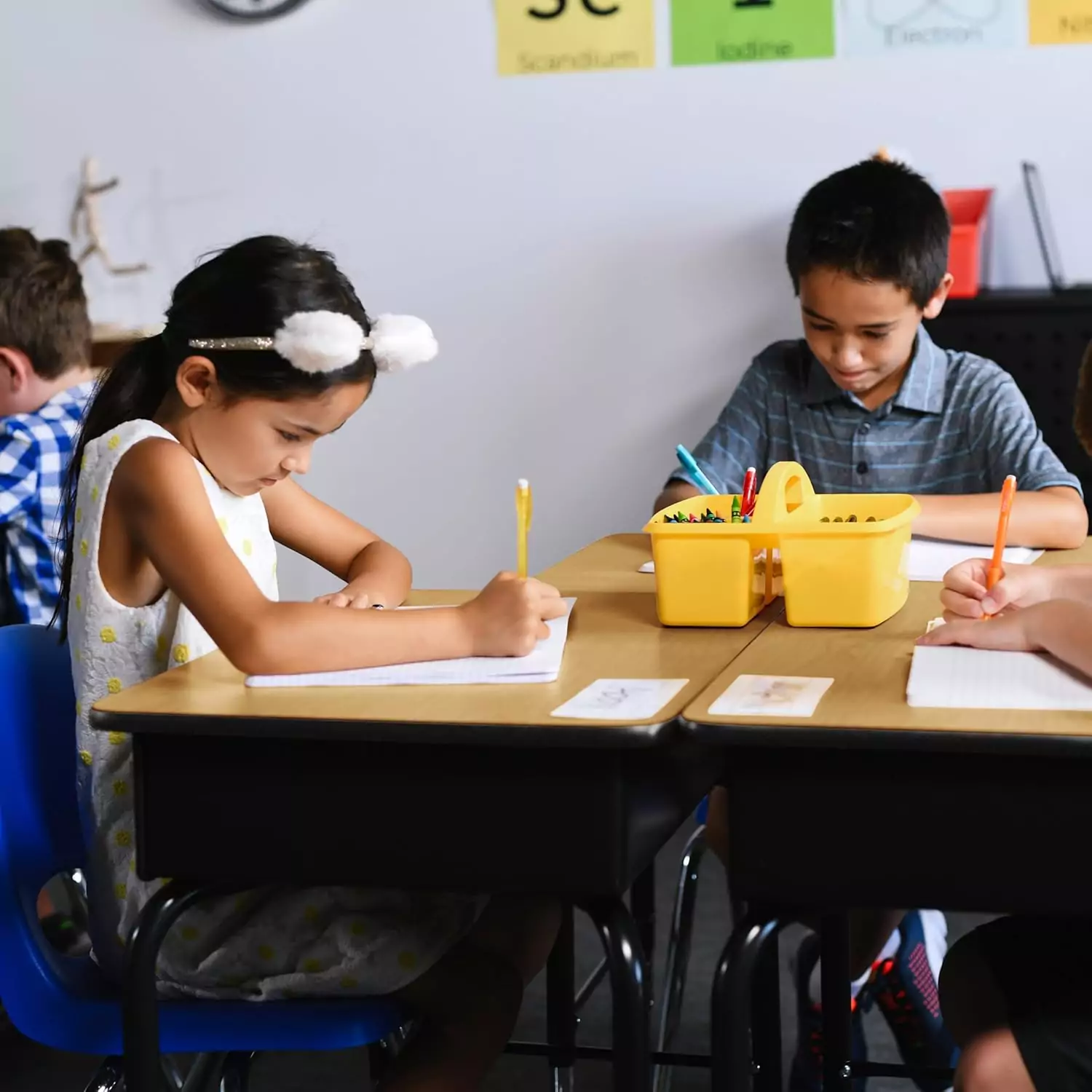 Adjustable ECR4Kids Oak Classroom Desk with Metal Storage; Ideal School Furniture for Organized Learning Spaces and Student Comfort.