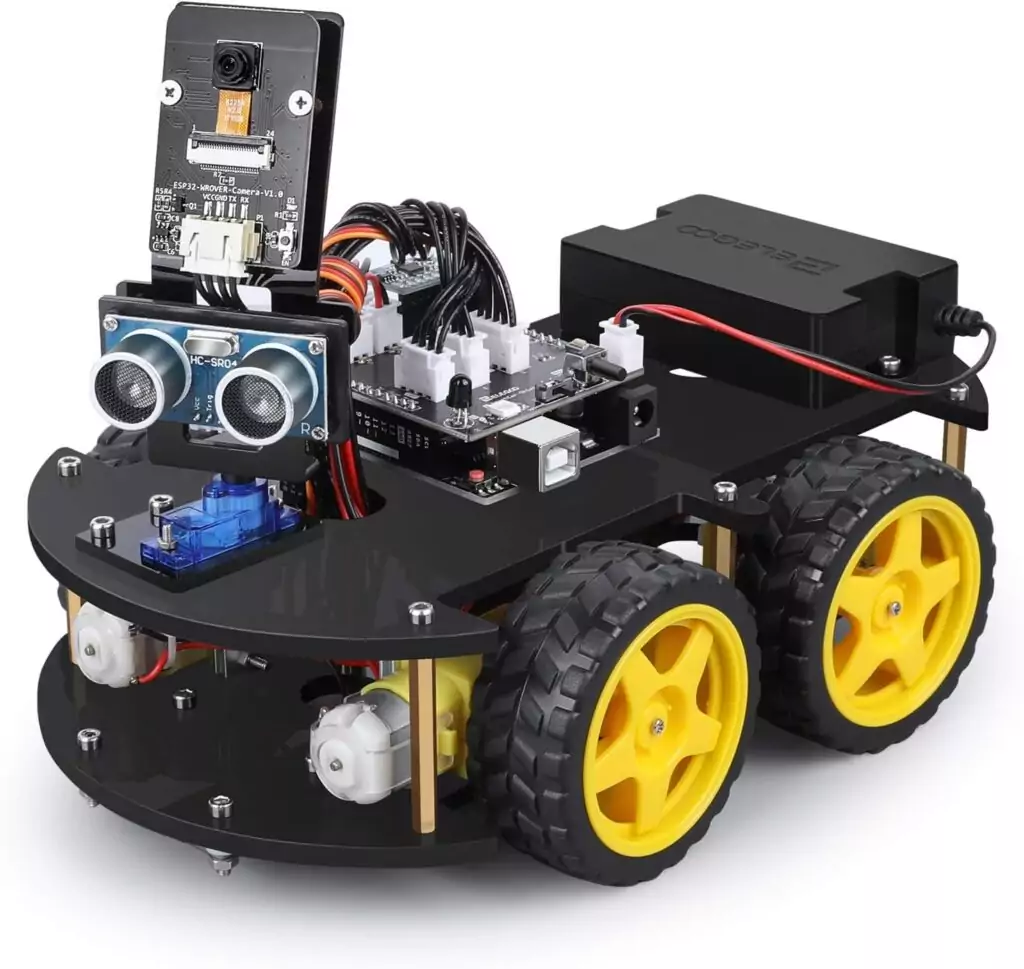 ELEGOO UNO R3 Smart Robot Car Kit V4 is ideal for STEM education in robotics classrooms, offering hands-on learning for kids in building and programming.