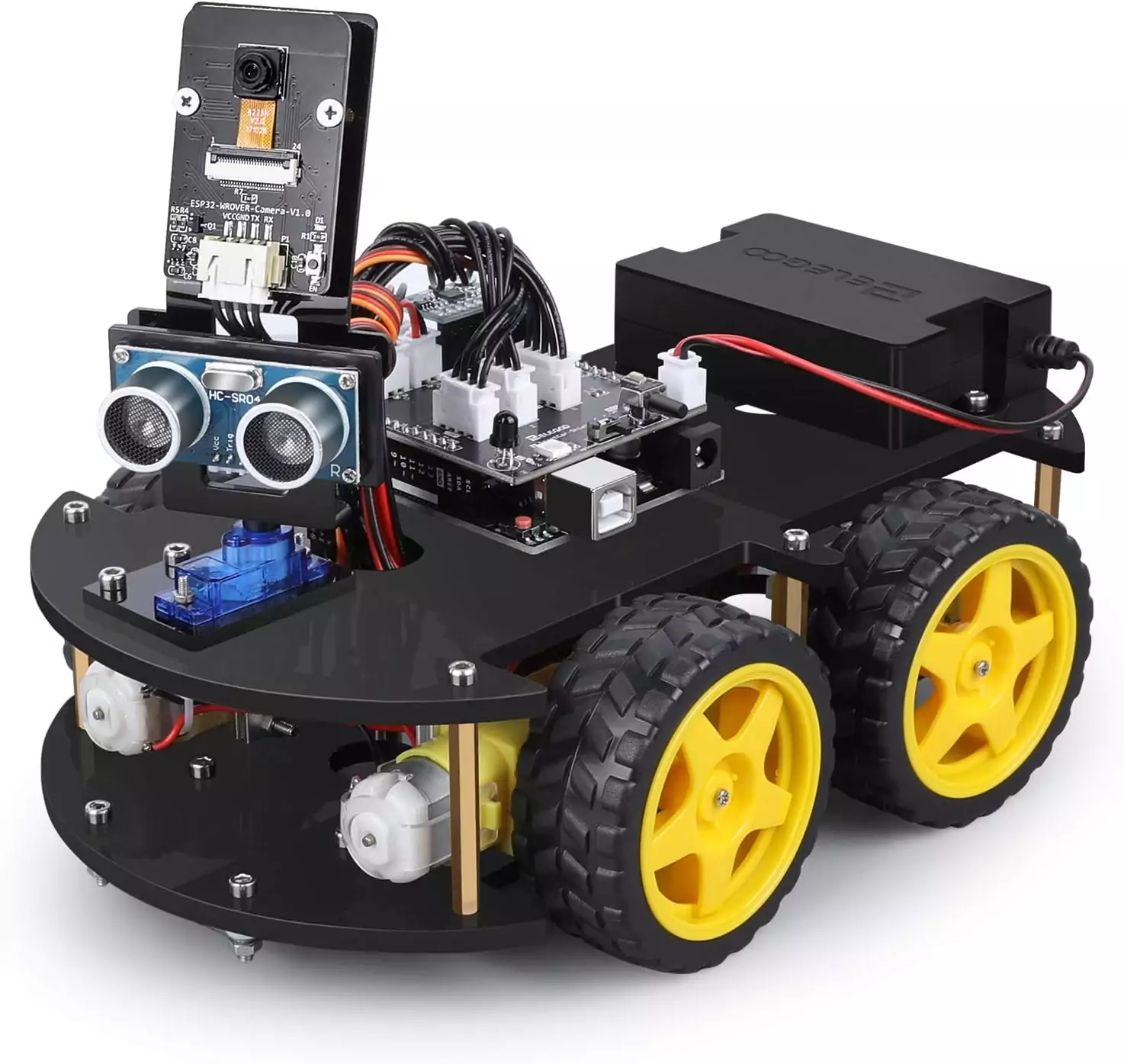 ELEGOO UNO R3 Smart Robot Car Kit V4 is ideal for STEM education in robotics classrooms, offering hands-on learning for kids in building and programming.