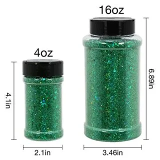 Vibrant Emerald Green Holographic Resin Crafts: Boost Classroom Creativity with Chunky Sparkles for Exciting DIY Projects and Inspired Learning.
