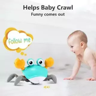 Interactive baby toy: Crawling crab encourages tummy time and early learning for infants aged 3-12 months, promoting motor skills and sensory development.