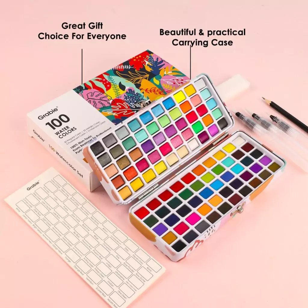 Discover Grabie 100 Color Watercolor Set, perfect for educators. Enhance creativity in the classroom with this vibrant and diverse art supplies collection.