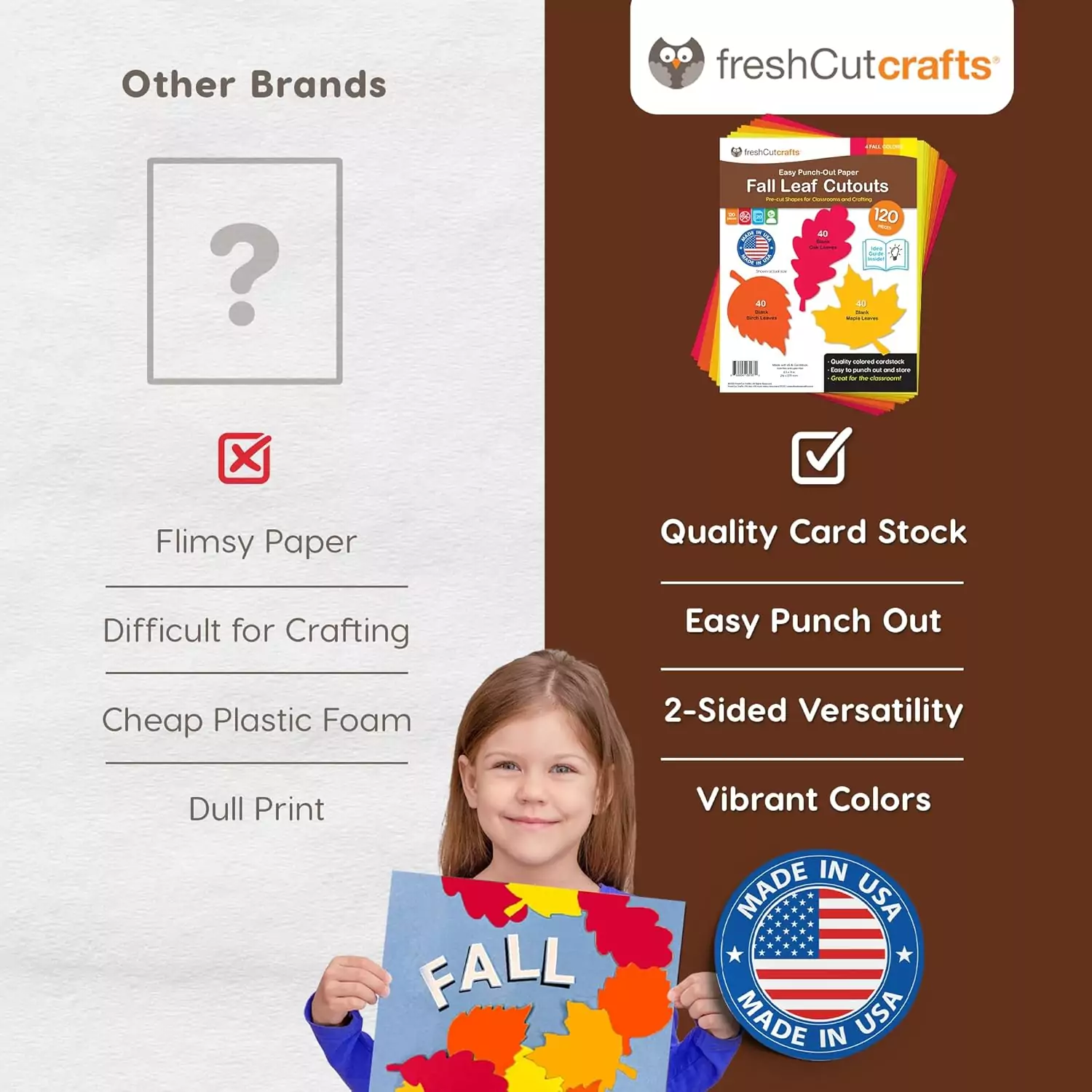 Colorful Autumn Leaf Cutouts for Classroom Decoration - Reversible Maple and Oak Cardstock Made in the USA