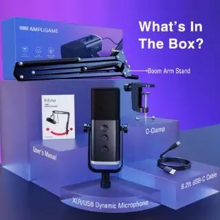 Fifine Dynamic XLR USB Microphone optimized for Educators: Ideal for RGB Gaming, Streaming, Podcasting, and Classroom Audio Setup.