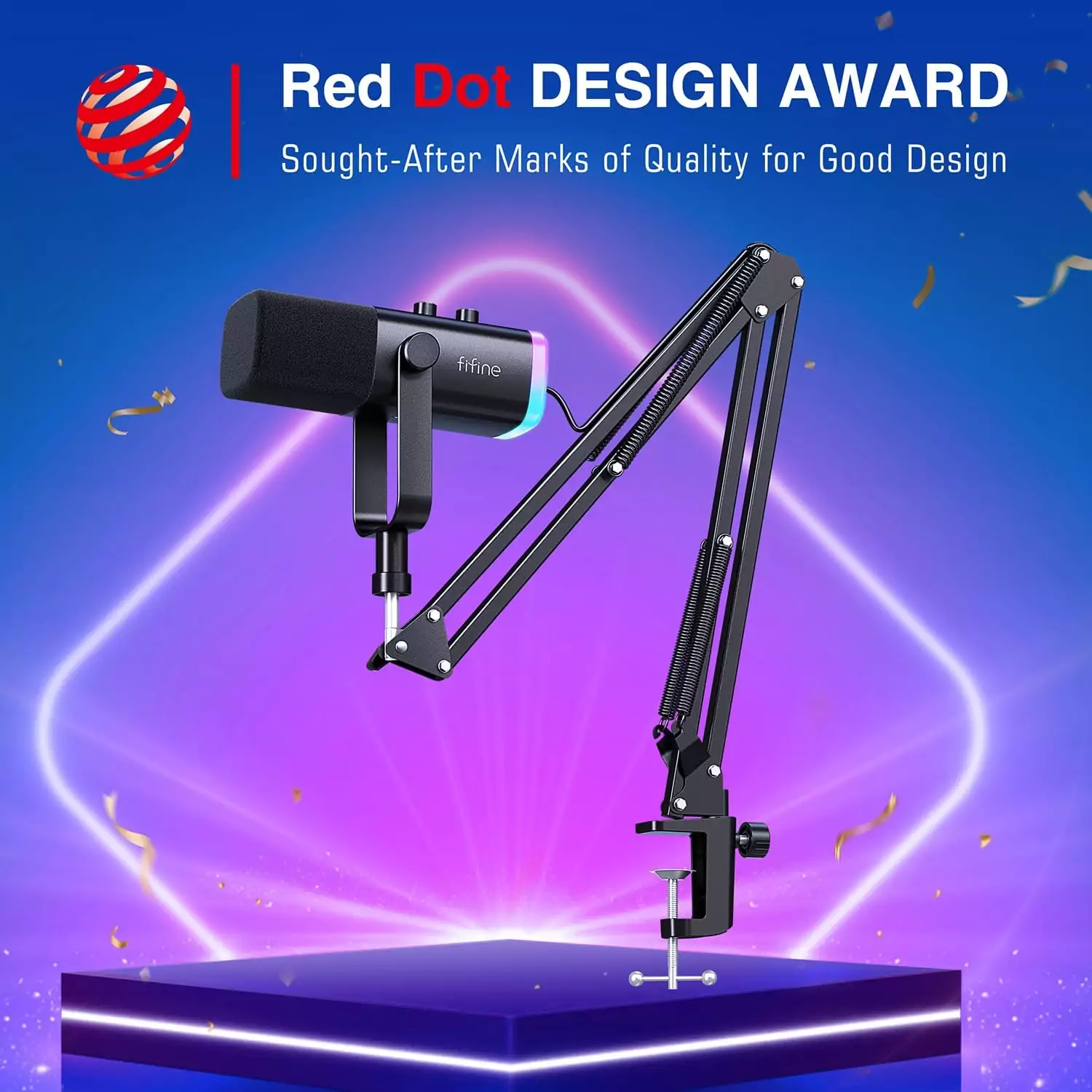 FIFINE Dynamic Microphone Set perfect for educators and streamers, offers crisp sound quality and easy setup for professional audio performance.