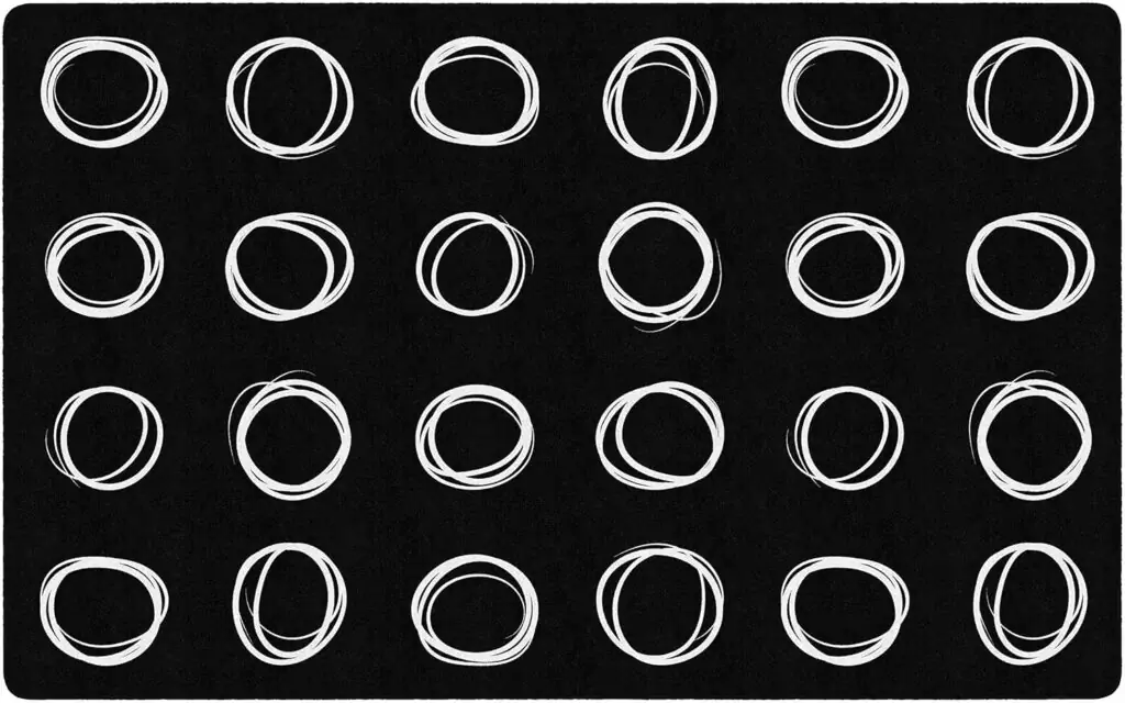 Colorful Educational Design: Flagship Carpets Circle Sampler enhances children's rooms with vibrant patterns, ideal for inspiring interactive learning.