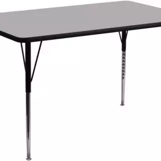 Durable grey activity table for classrooms, measuring 24"x48". This versatile rectangular table enhances learning environments with its functional design.