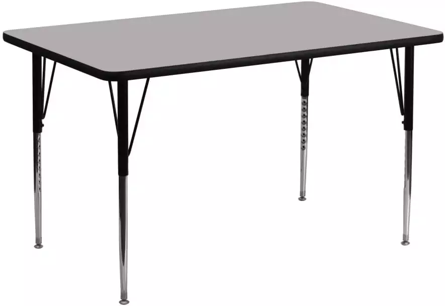 Durable grey activity table for classrooms, measuring 24"x48". This versatile rectangular table enhances learning environments with its functional design.