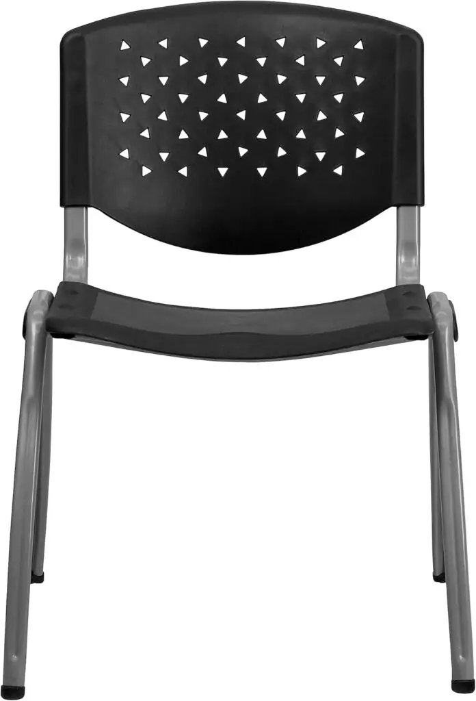 Ergonomic classroom chairs feature contoured seats and breathable perforated backs by Flash Furniture for enhanced student comfort and support.