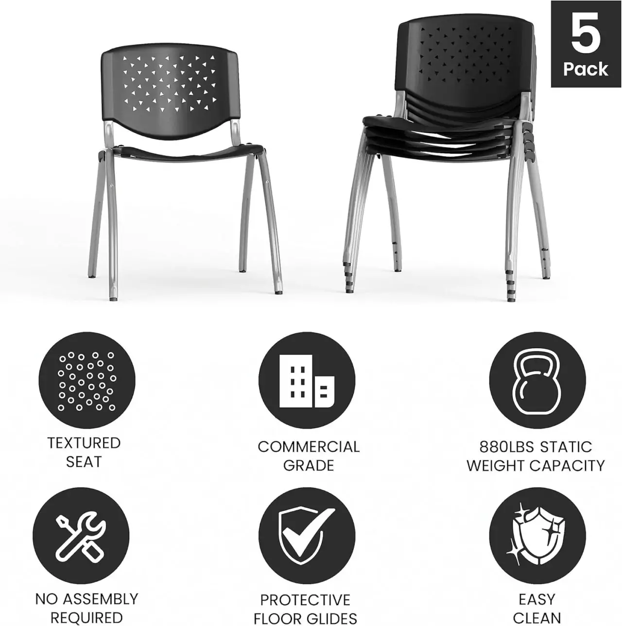 Ergonomic classroom chairs by Flash Furniture Hercules feature contoured seats and perforated backs, designed for comfort and durability in educational settings.