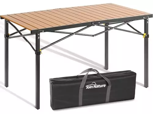 Portable Foldable Classroom Camp Table: Lightweight Aluminum Roll Design, Seats 4-6, Ideal for Outdoor Activities, Camping, and Picnics