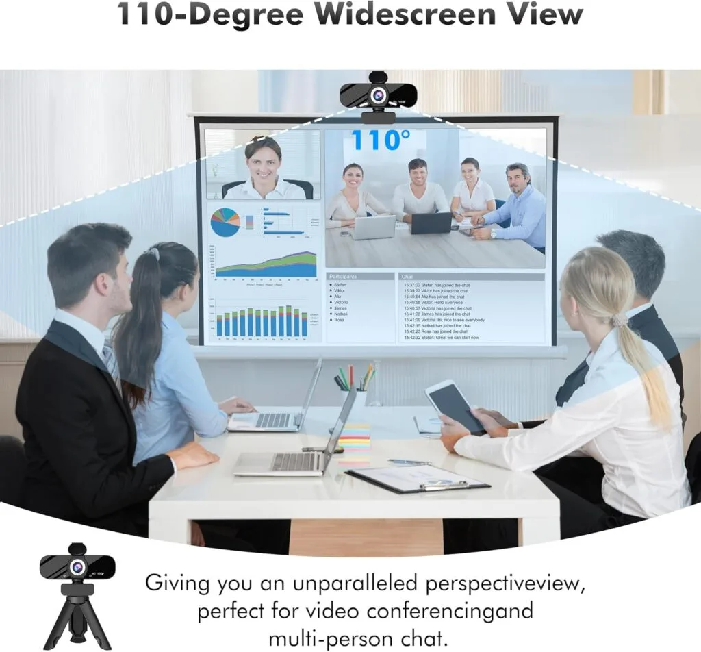 Full HD Webcam for Educators: Adjustable Field of View & Privacy Cover, Ideal for Desk Setups. Perfect for Online Teaching and Video Conferencing.