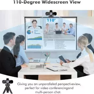 Full HD Webcam for Educators: Adjustable Field of View & Privacy Cover, Ideal for Desk Setups. Perfect for Online Teaching and Video Conferencing.