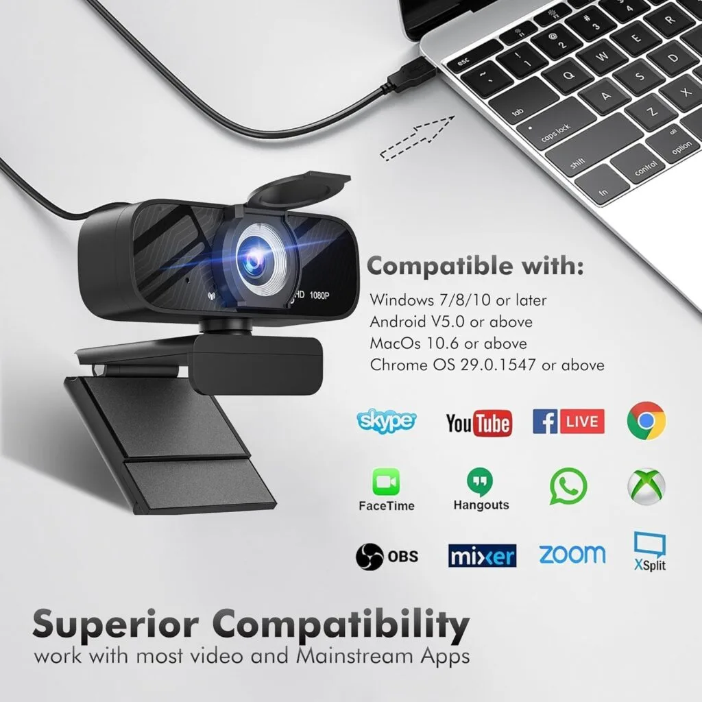 Premium Educator Webcam Featuring Adjustable FOV and Privacy Cover, Ideal for a Contemporary Desk Setup and Enhanced Online Teaching Experience