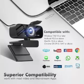 Premium Educator Webcam Featuring Adjustable FOV and Privacy Cover, Ideal for a Contemporary Desk Setup and Enhanced Online Teaching Experience