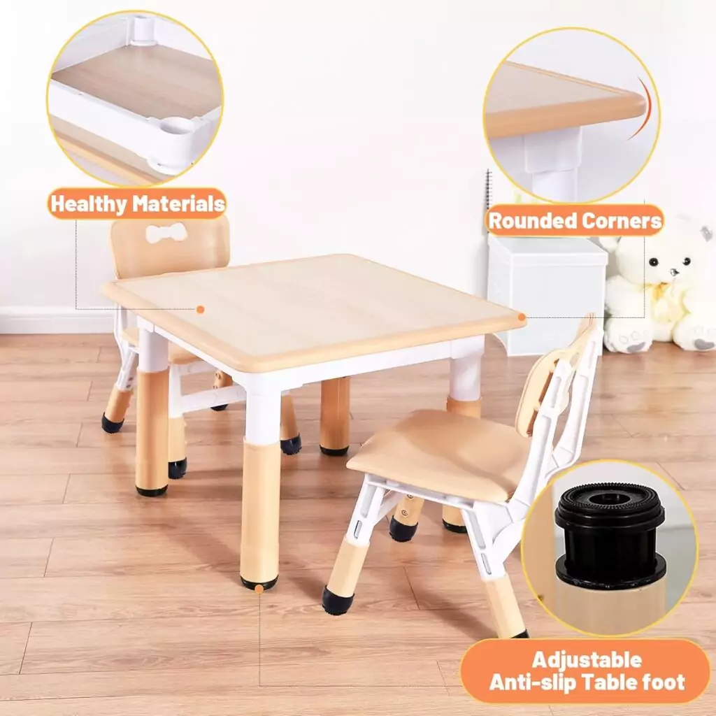 Adjustable Kids Table by Funlio: Perfect for Classrooms and Creative Play, Features 3 Height Levels for Ages 3-8. Ideal for Easy Setup and Versatility.
