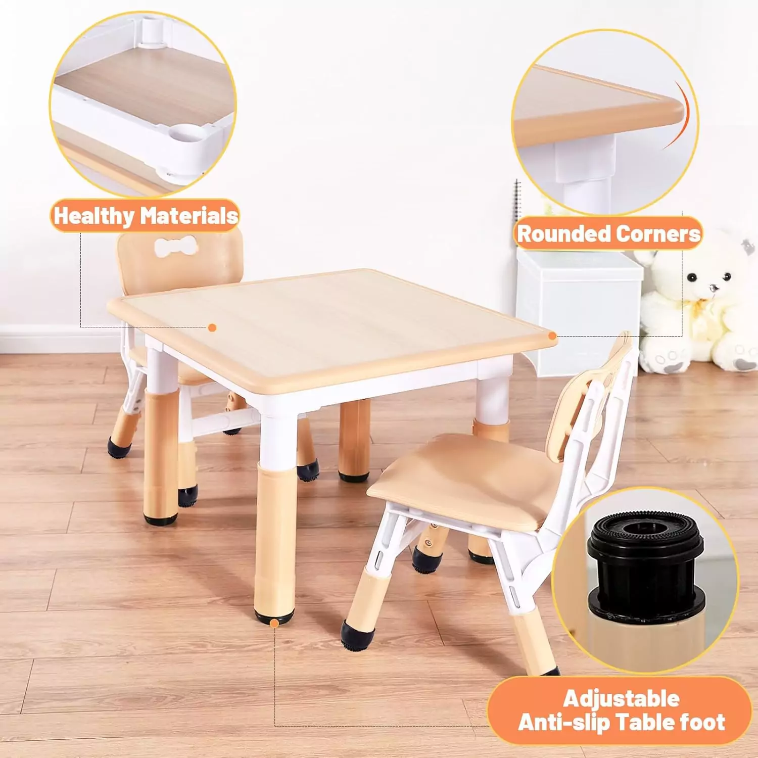 Adjustable Kids Table by Funlio: Perfect for Classrooms and Creative Play, Features 3 Height Levels for Ages 3-8. Ideal for Easy Setup and Versatility.