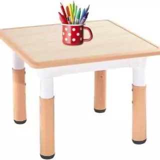 Adjustable kids table designed for creative play, featuring three height levels and easy-to-clean surface; ideal for children aged 3-8 in classroom settings.