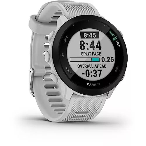 Garmin Forerunner 55 GPS Running Watch with daily workout suggestions and a 2-week battery, ideal for educators' training sessions.