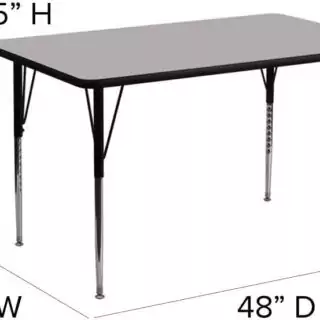 Durable grey rectangular activity table ideal for classroom learning centers by Flash Furniture, sized at 24x48 for optimal space utilization.