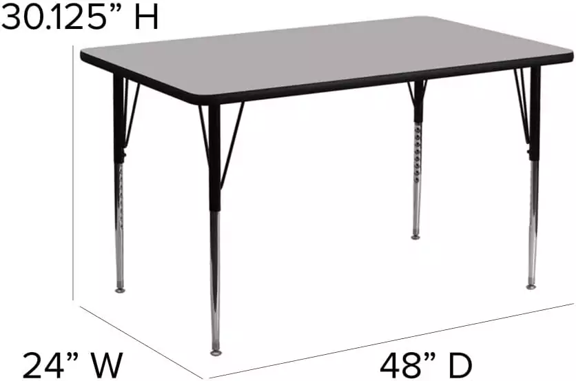 Durable grey rectangular activity table ideal for classroom learning centers by Flash Furniture, sized at 24x48 for optimal space utilization.