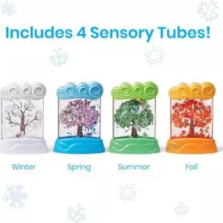 Engage toddlers in sensory exploration with Hand2Mind Changing Seasons Tubes, promoting hands-on learning and season recognition. Ideal for early childhood development.